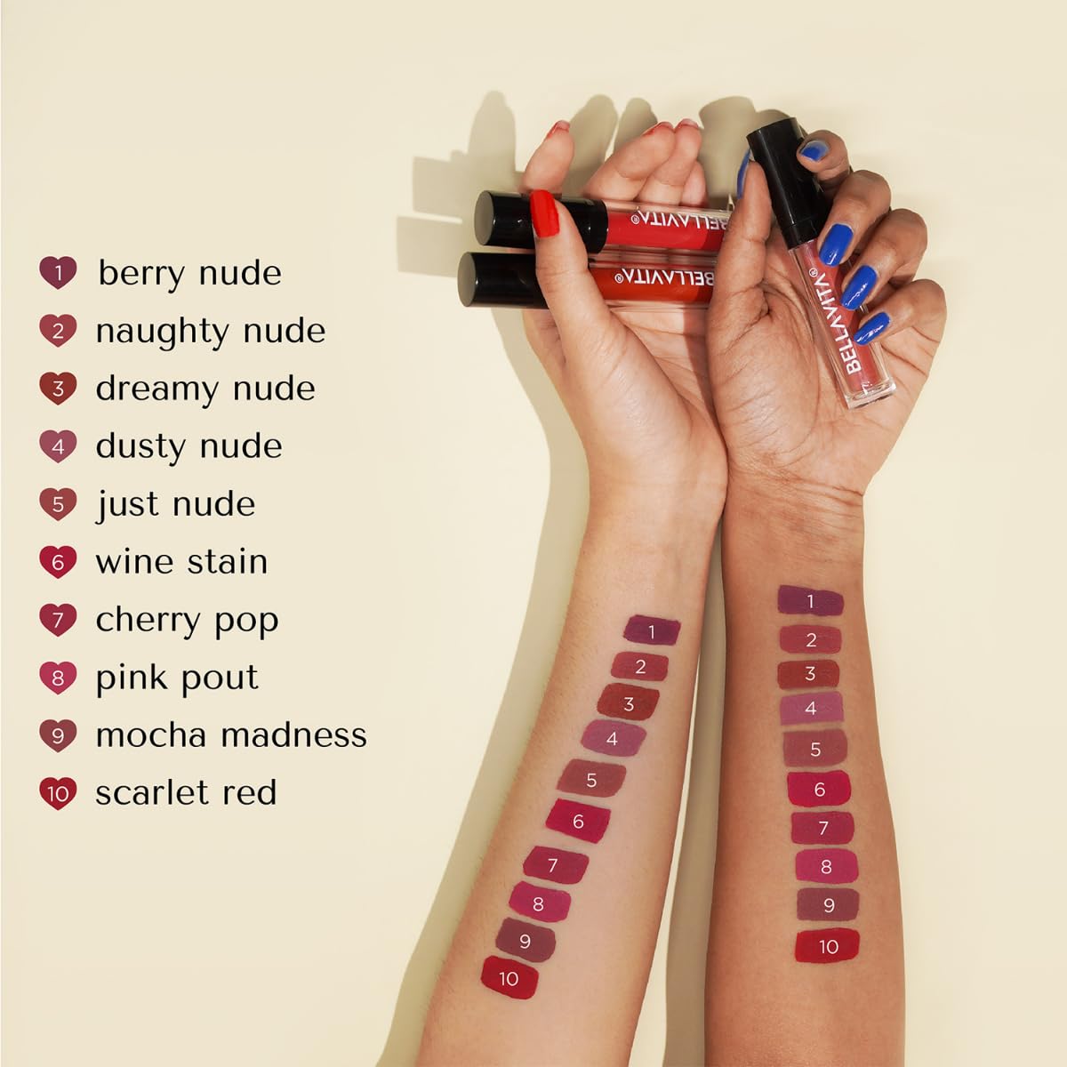 BELLAVITA Kiss-Proof Liquid Lipstick | 3.8 ml | 18-hr Stay | Transferproof Lipstick | Long Lasting | Ultra Matte Finish | Intense Moisturisation | Waterproof Liquid Lipsticks for Women | Just Nude