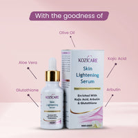 Kozicare Skin Lightening Serum Enriched With Kojic Acid, Arbutin and Glutathione | Maximum Strength Brightening for Face, Neck & Body – Dark Spots, Hyperpigmentation - 30ml (Pack of 10)