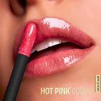 Lakmé Glitterati Lip Glaze, glossy finish, 3D crystal shine, for fuller & fabulous lips, non sticky, with vegan collagen for instantly plump lips, lip gloss, Hot Pink Cosmo