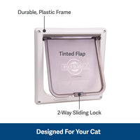 PetSafe Interior Cat Door: 2-Way Locking, Indoor Pet Door Flap - Tinted Privacy Door for Cat Litter Box or Pet Feeder, Built-In Door Lock, Durable Door Frame, DIY Easy Install, Hardware Kit Included, Small, White 2-Way Lock