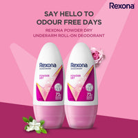 Rexona Powder Dry Underarm Floral Roll On Deodorant + Antiperspirant For Women|| 50 Ml+Rexona Powder Dry Underarm Roll On Deodorant + Antiperspirant For Women|| 50 Ml