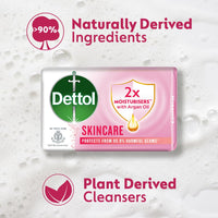 Dettol Skincare Moisturizing Beauty Bathing Soap Bar with Argan Oil (400gm) | Softer Skin, 100gm, Pack of 8