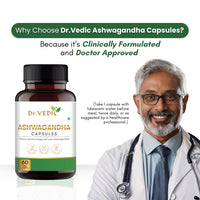 Dr Vedic Ashwagandha Capsules - 100% Pure Ashwagandha Extract for Stress Relief, Energy Boost, Improved Sleep & Immune Support (60 Capsules)