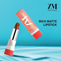 ZM Zayn & Myza Rich Matte Lipstick | Smooth and Light Weight | Intense Color in one Swipe | High Pigmentation Bullet Lip Stick Enriched with Argan oil, Murumuru and Shea Butter, (4.2 g, Forbidden)