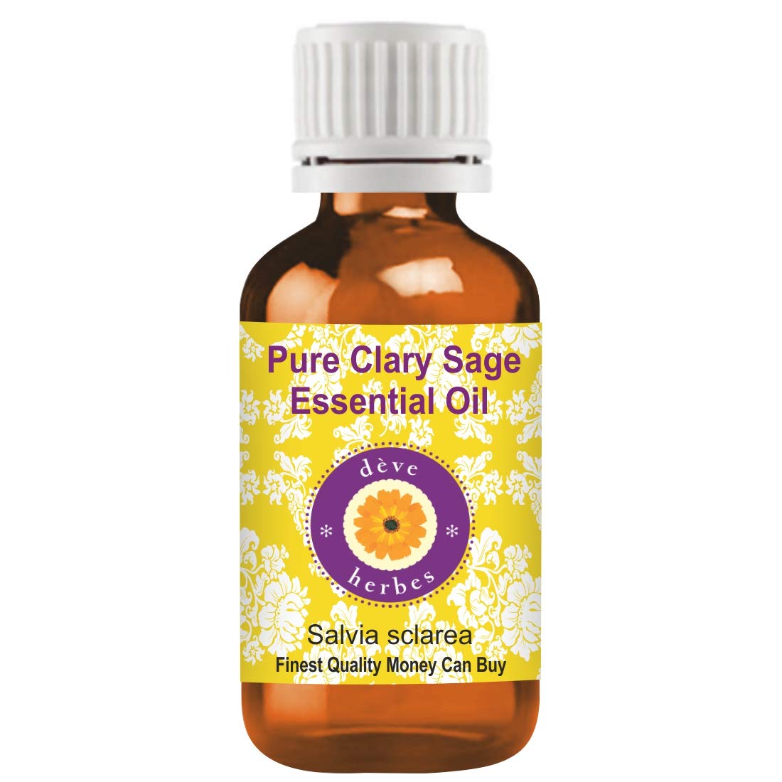 Deve Herbes Clary Sage Essential Oil (Salvia sclarea) Pure | Non-Sticky | Non-greasy | Lightweight | Men & Women | All Skin Types | Steam Distilled 15ml