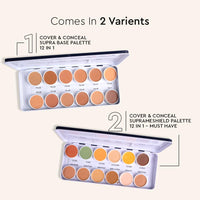 C2P Pro Supraemeshield Must Have 12-in-1 Concealer Color Corrector Palette | Cream-Based Foundation & Contour | Neutralizes Redness, Dark Circles & Blemishes | Buildable Coverage, Ideal for Dry Skin | 42g
