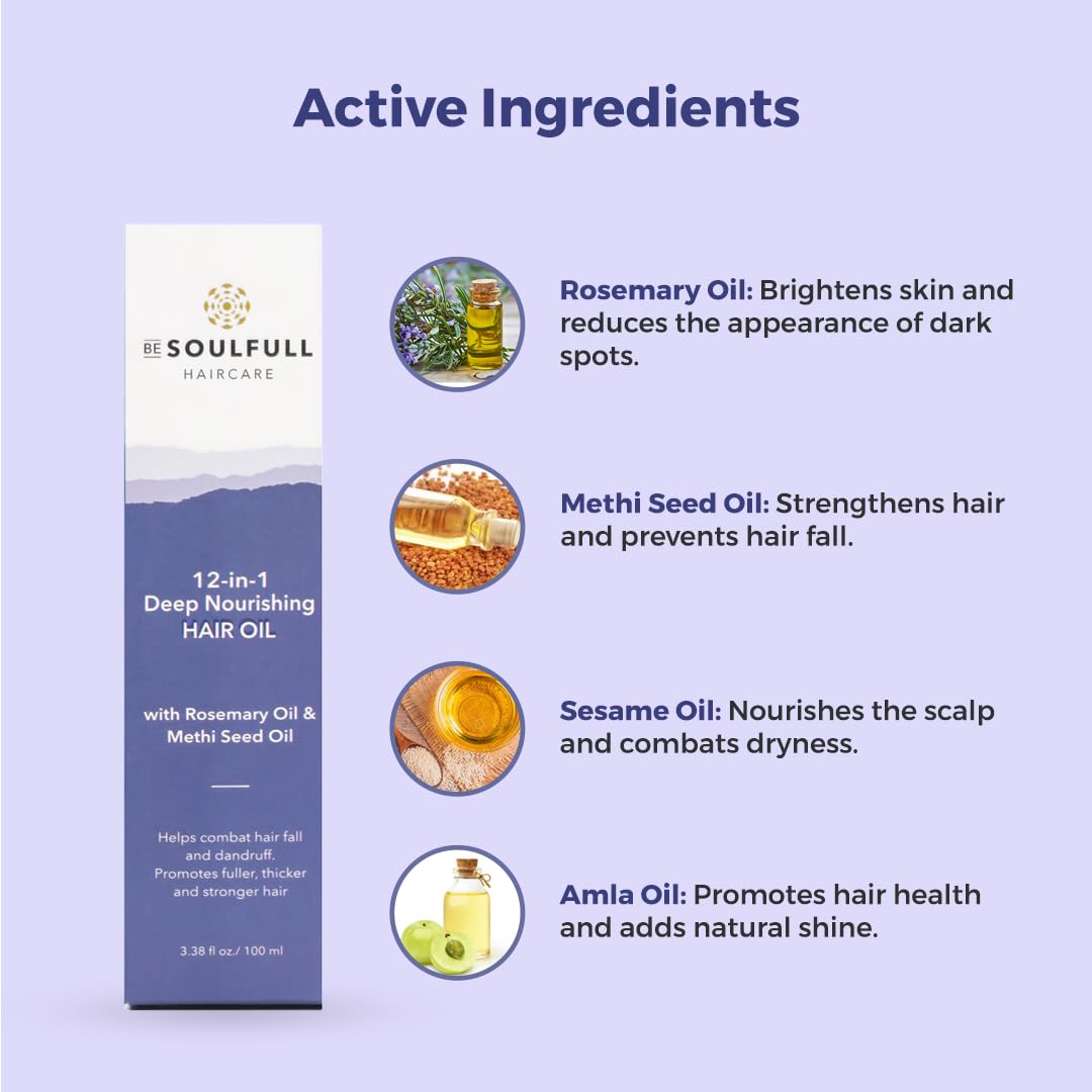 Be Soulfull 12 in one Deep Nourishing hair oil with Rosemary and Methi Seed oil