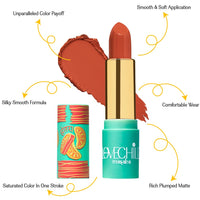 LoveChild Masaba - Sour-Casm - Luxe Matte Lipstick, Hydrating & Nourishing, Long lasting, Bullet Matte Orange Lipstick, 4ML