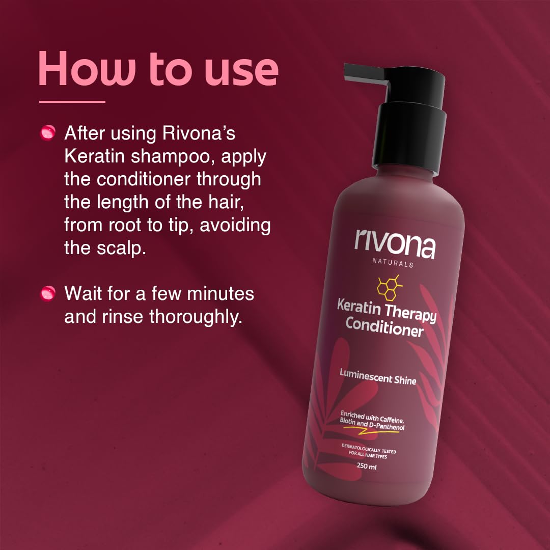 Rivona Naturals Keratin Therapy Conditioner |Nourishes & Controls Frizz with Hydrolyzed Keratin protein & Olive Oil Peg-7 Esters | Men & Women |All hair types| 250 ml