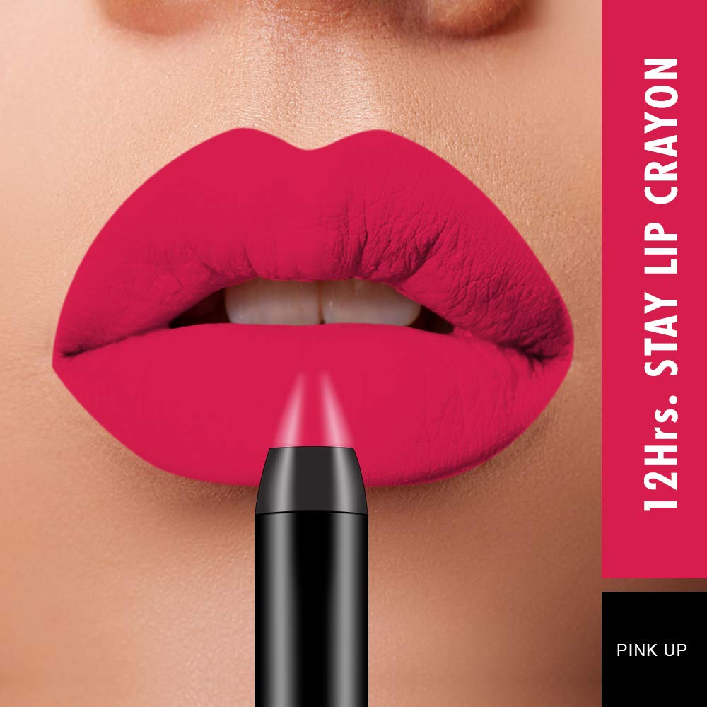 Swiss Beauty 12 Hrs. Stay Matte Lip Crayon, Pink Up, 3g - Long Lasting, Waterproof, Super Stay, Matte Finish Lip Crayon, Long Wear, Crayon Lipstick