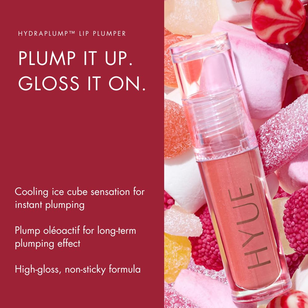 HYUE HydraPlump™ Lip Plumper | 4 ml | Long-term Plumping Effect & Hydration | Non-sticky Formula with Cooling Ice Cube sensation | Jojoba Oil, Vit E & Pomegranate Extract | Flat-tip Applicator (Ra Ra Rouge, 4)