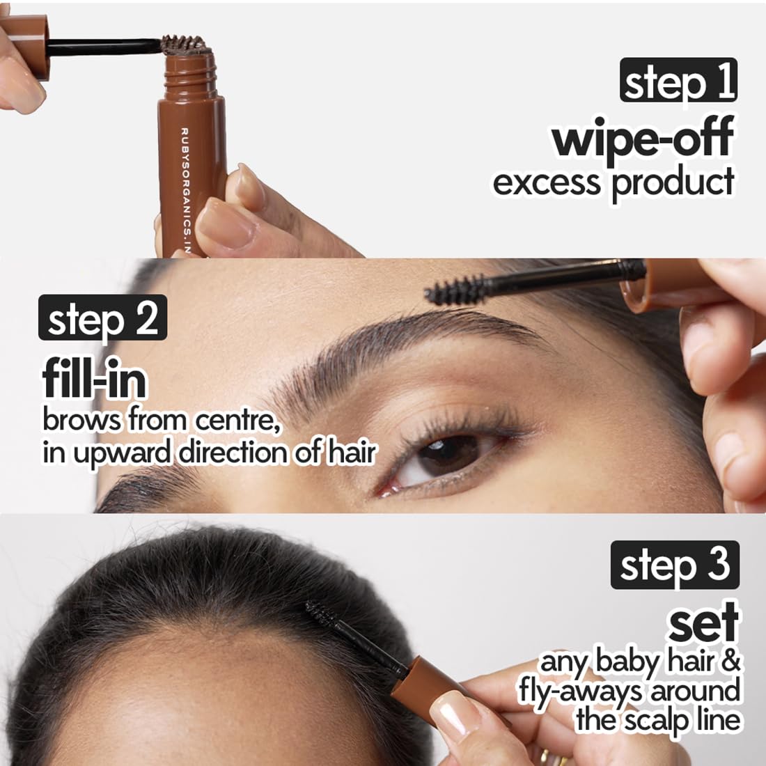 Ruby's Organics Dark Brown Tinted Eyebrow Gel with Castor Oil - Waterproof & Smudgeproof, Lifts, Shapes and Thickens Scanty Brows, Promotes Hair Growth, Natural & Non-Toxic Face Makeup for Women - 6ml