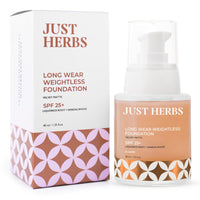 Just Herbs Medium to Full Coverage Liquorice Root and Sandalwood Longwear Weightless Foundation for Face Makeup (Sand)