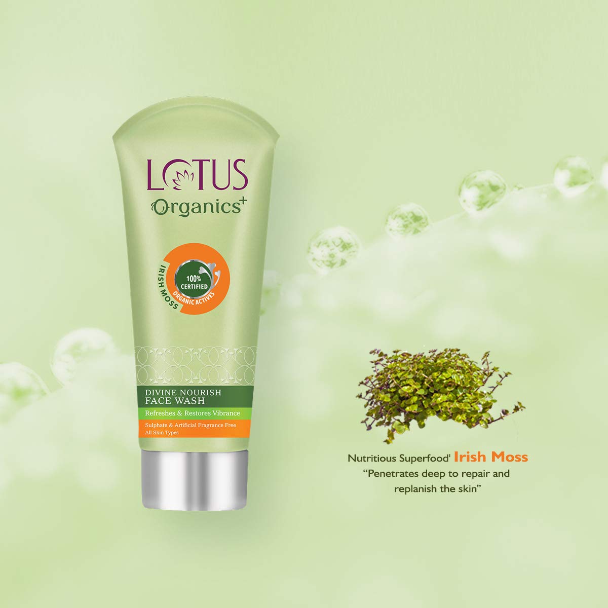 Lotus Organics+ Divine Nourish Face Wash | For Skin Nourishment & Hydration | Sulphate Free | 100ml