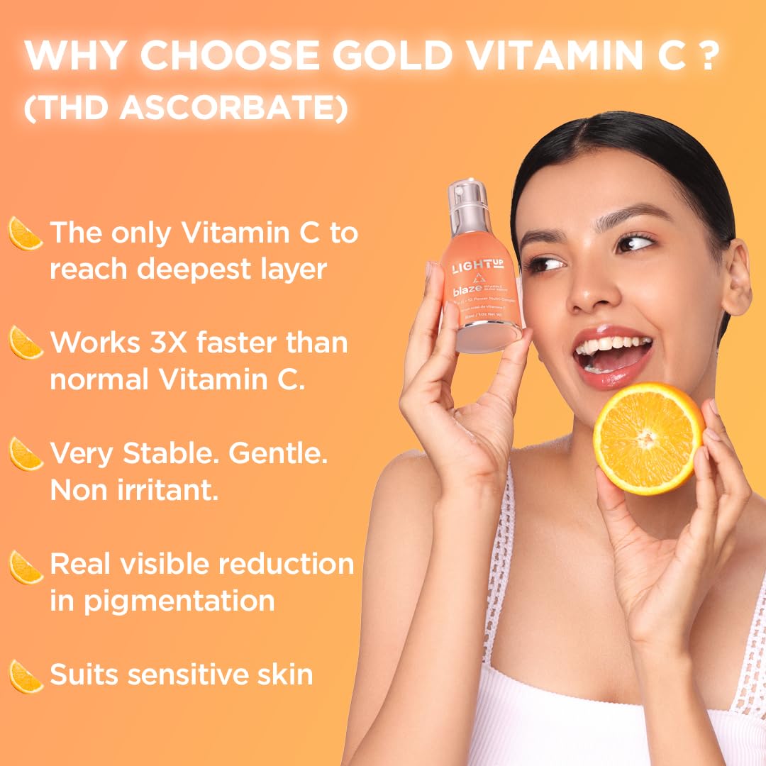 Light Up Beauty Thd Ascorbate Vitamin C Face Serum | Vitamin C Serum For Glowing Skin | Vit C Serum With Hyaluronic Acid For Men & Women | Suitable For All Skin Types - 30Ml