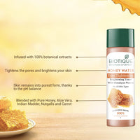 Biotique Honey Water Pore Tightening Brightening Toner With Himalayan Waters|Maintains Ph Balance|Moisturized And Hydrated Skin|100% Botanical Extracts|Suitable For All Skin Types|120Ml,Pack of 4