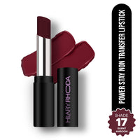 Hilary Rhoda Power Stay NonTransfer Lipstick | Matte Finish | Infused with Vitamin E & Shea Butter | Lightweight & Highly Pigmented | Glides Easily & Smudge-Proof |3.2g (Burnt Maroon - Shade 17)