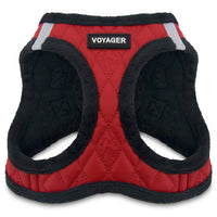 Voyager Step-In Plush Dog Harness – Soft Plush, Step In Vest Harness for Small and Medium Dogs by Best Pet Supplies - Harness (Red Faux Leather), XL (Chest: 20.5 - 23