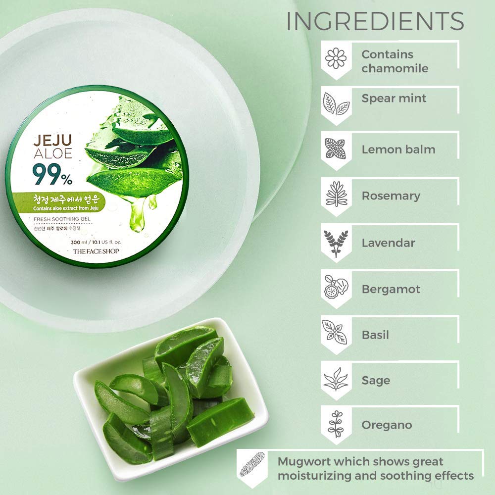 The Face Shop Pure Aloe Vera Gel, 300ml for Skin, Hair & Body | Aloe Vera with Vitamin E | Clear Gel for Ultimate Hydration & Glow | Korean Skin care products