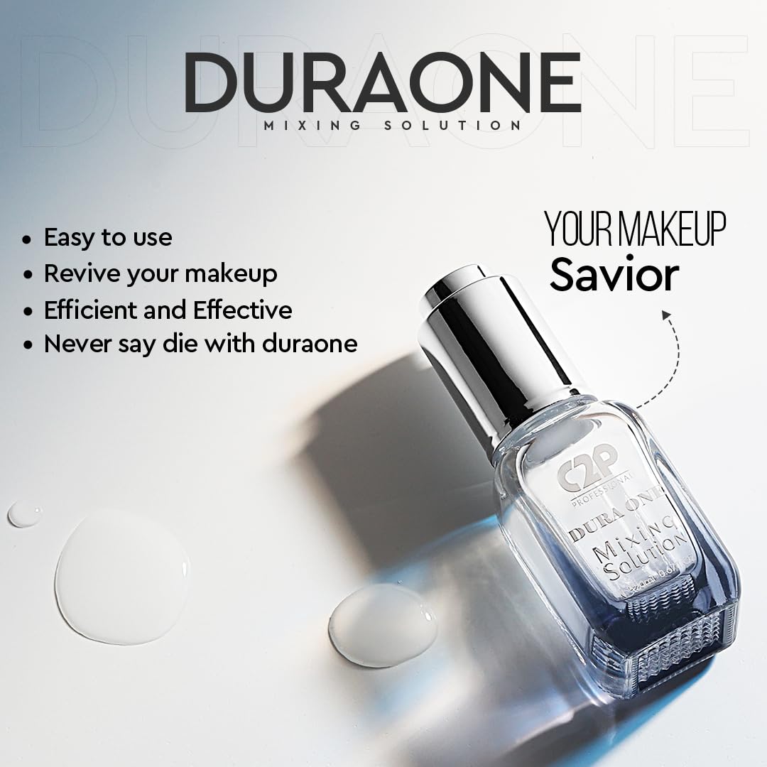C2P Pro Duraone Makeup Fixer Mixing Liquid Solution 20ml | Fix Broken Makeup & Revive Dried Eyeliner, Mascara, Foundation & Concealer | Restore & Extend Life of Old Makeup Products