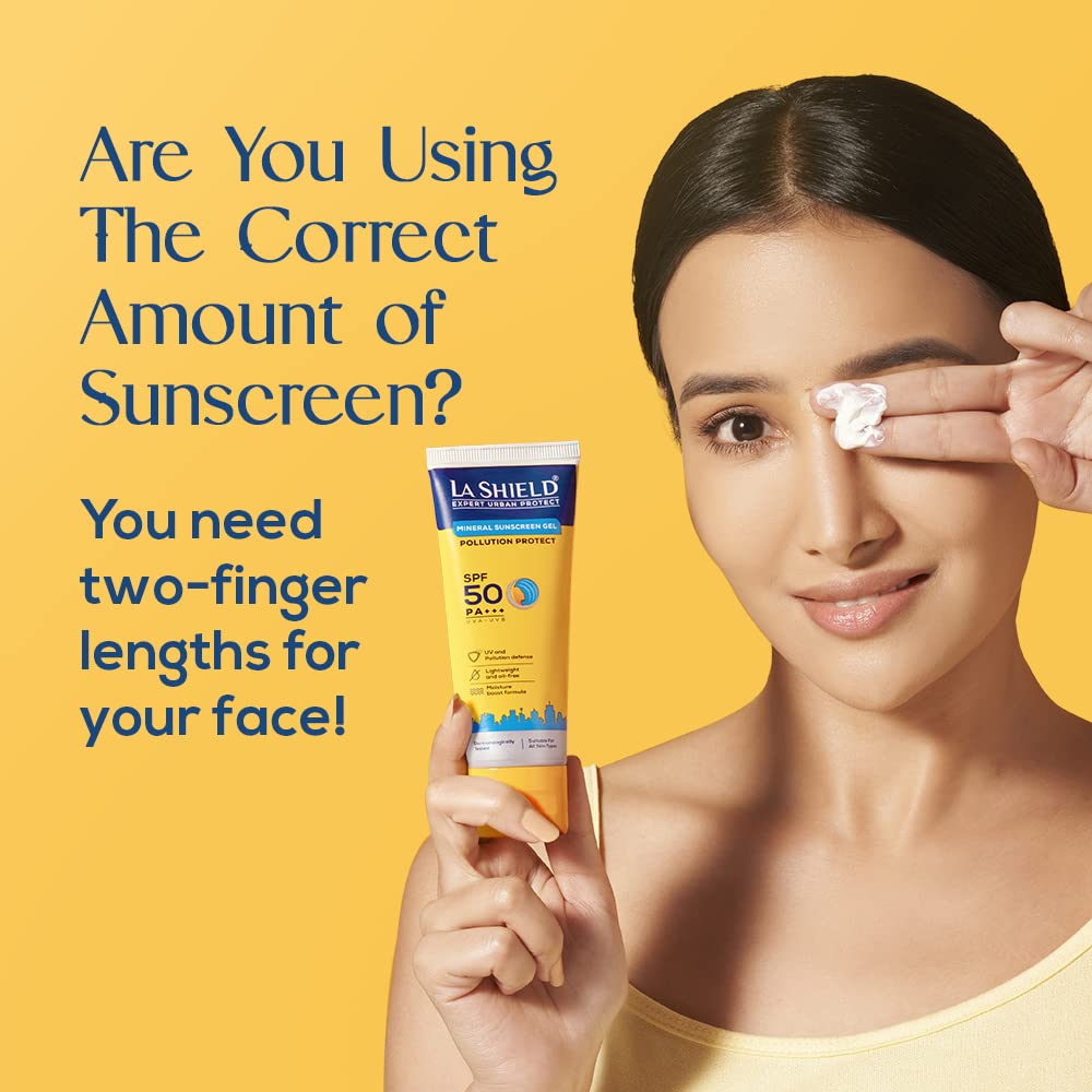 La Shield Pollution Protect Mineral Sunscreen For All Skin Type Gel Spf 50, White, 50 Gram (Pack Of 2)