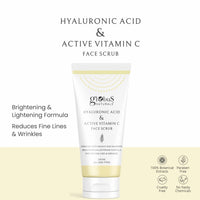 Globus Naturals Hyaluronic Acid & Vitamin C Anti Ageing Face Scrub, Enriched with Rose & Glycerine, Skin Lightening & Brightening Formula, 100 gm