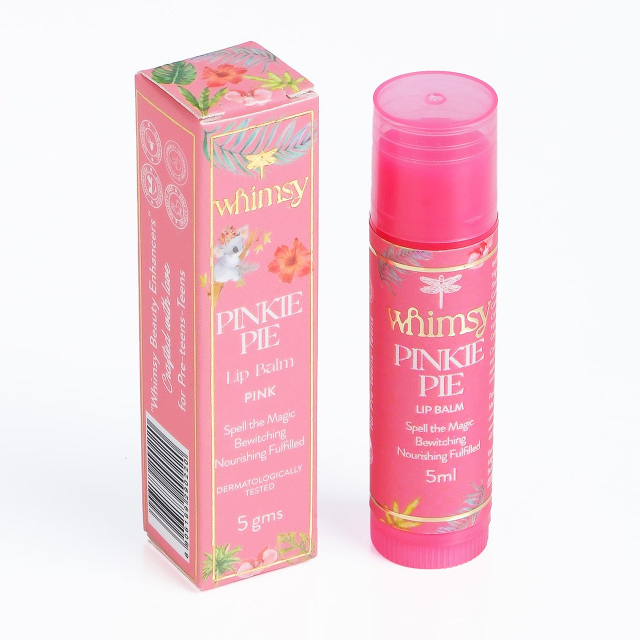 Whimsy Natural, Organic Tinted Lip Balm For For Kids|For Dry & Chapped Lips|Hydrated And Nourishing Lips|All Skin Type|Intense Care|Lip Balm For Soft, Smooth, Moisturised Lips (Pinky Pie), 1 Count
