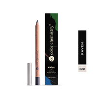 COLOR CHEMISTRY Organic Kajal Eye Pencil, Black, Raven KJ01, 1.14 G | Long-Lasting, Certified Natural, Lead-Free & Toxin-Free | Rich Pigmentation, Smooth, Long-Wearing Soothing Formula