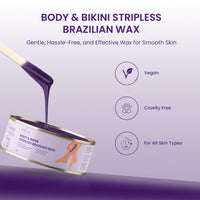 Urban Yog Body & Bikini Stripless Brazilian Wax (190g) + Liposoluble Facial Wax Strips (20 Strips + 4 Post-Wax Wipes) Combo | Gentle Hair Removal for Body & Face | Enriched with Natural Waxes & Shea Butter