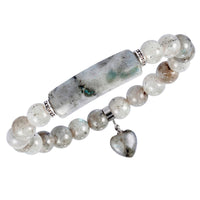 TUMBEELLUWA Healing Stone Bracelet 8mm Beads Chakra Crystal Energy Heart Charm Bracelet Handmade Jewelry for Women labradorite quartz stone