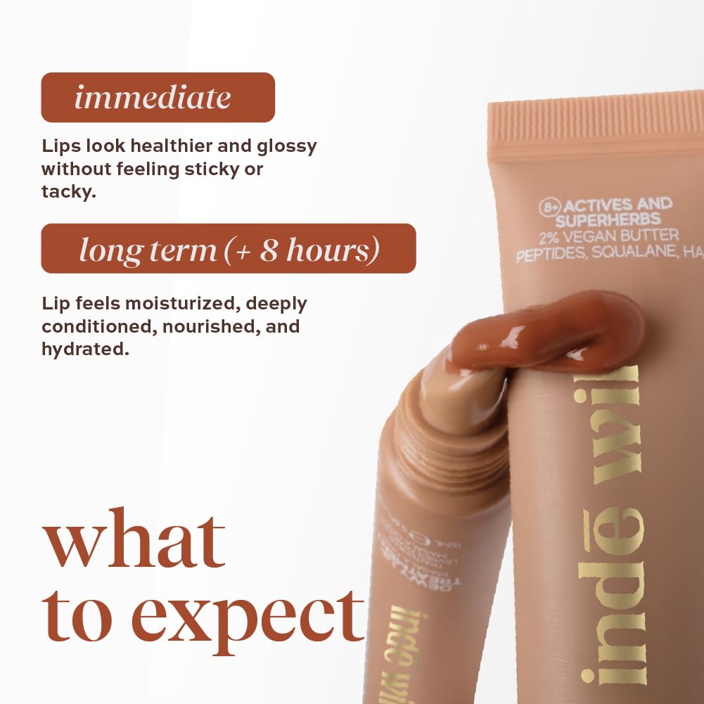 indē wild Masala Chai (15ml) Dewy Lip Balm | Hydrating & Plumping | Lasts 8+ hours | Nude & Non-Sticky | With Natural Desi Ghee, Peptides, Hyaluronic Acid & Shea Butter | Korean Formulation