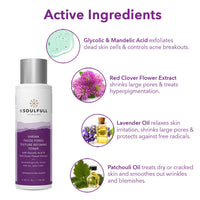 BE SOULFULL Pore Minimizing Toner With Glycolic Acid & Red Clover Flower- Facial Exfoliating, Skin Balancing Pore Reducing Toner- Suitable For Oily, Acne Prone, Sensitive & Normal Skin- 100ml