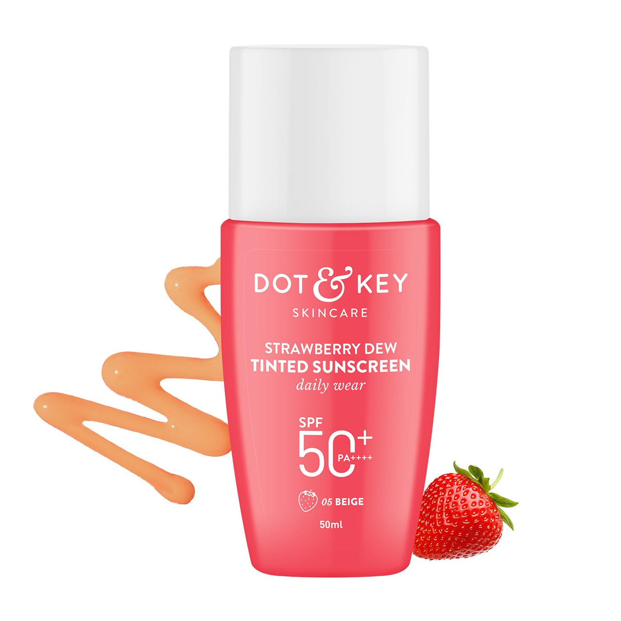 Dot & Key Strawberry Dew Tinted Sunscreen SPF 50+ Pa++++ - 05 Beige | Protection Against UA/UB | Broad Spectrum, Water & Sweat resistant | For All Skin Types | 50ml