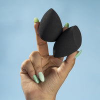 PAC 3D Sponge Set (2 Pc) | Beauty Blender, Makeup Sponge (Small) | Soft Water Drop & Olive Cut Sponge for Foundation, Creams & Powders | For Normal Skin Types - Soft, Reusable & Washable (Black)