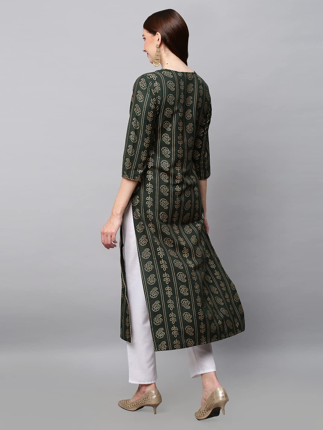 GoSriKi Women's  Cotton Blend Printed Straight Kurta
