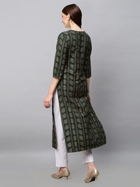 GoSriKi Women's  Cotton Blend Printed Straight Kurta