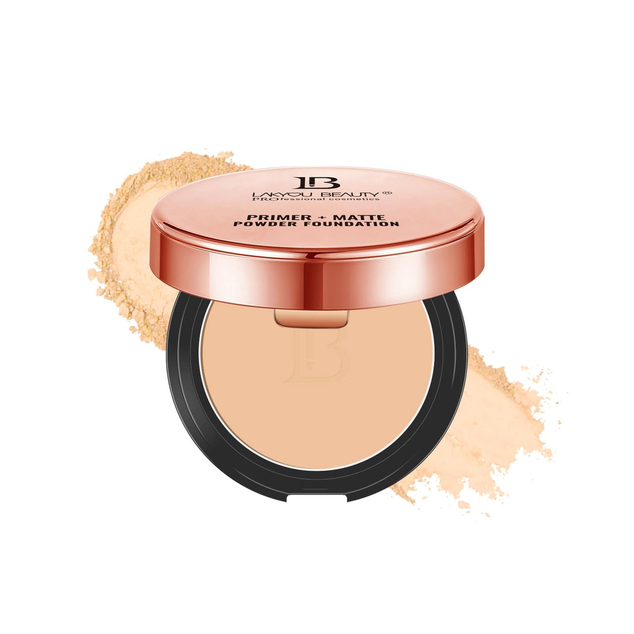 Lakyou Beauty 2in1 Primer + Matte Compact Powder | Same Shade With Matte And Shimmery Effect | Long Lasting And Waterproof Formula | shade-04(Natural Nude) | 30g