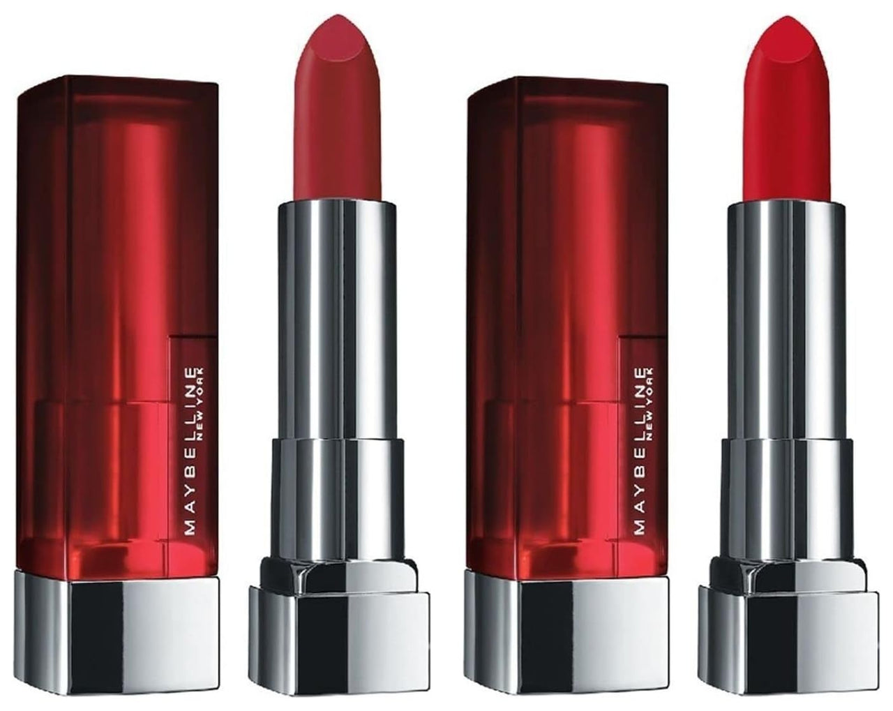 Maybelline New York Color Sensational Creamy Matte Lipstick, 691 Rich Ruby, 3.9g & Maybelline New York Color Sensational Creamy Matte Lipstick, 640 Red Liberation, 3.9g