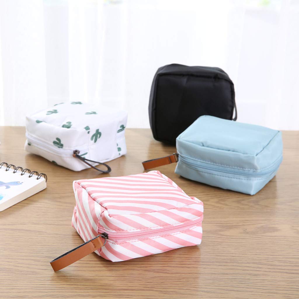 House of Quirk Polyester Makeup Bag Lazy Cosmetic Bag Travel Toiletry Bag Cosmetic Make Up Organizer Waterproof Travel Accessories For Women And Girls (Pink Stripes),W-5 Cm, Small