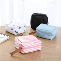 House of Quirk Polyester Makeup Bag Lazy Cosmetic Bag Travel Toiletry Bag Cosmetic Make Up Organizer Waterproof Travel Accessories For Women And Girls (Pink Stripes),W-5 Cm, Small