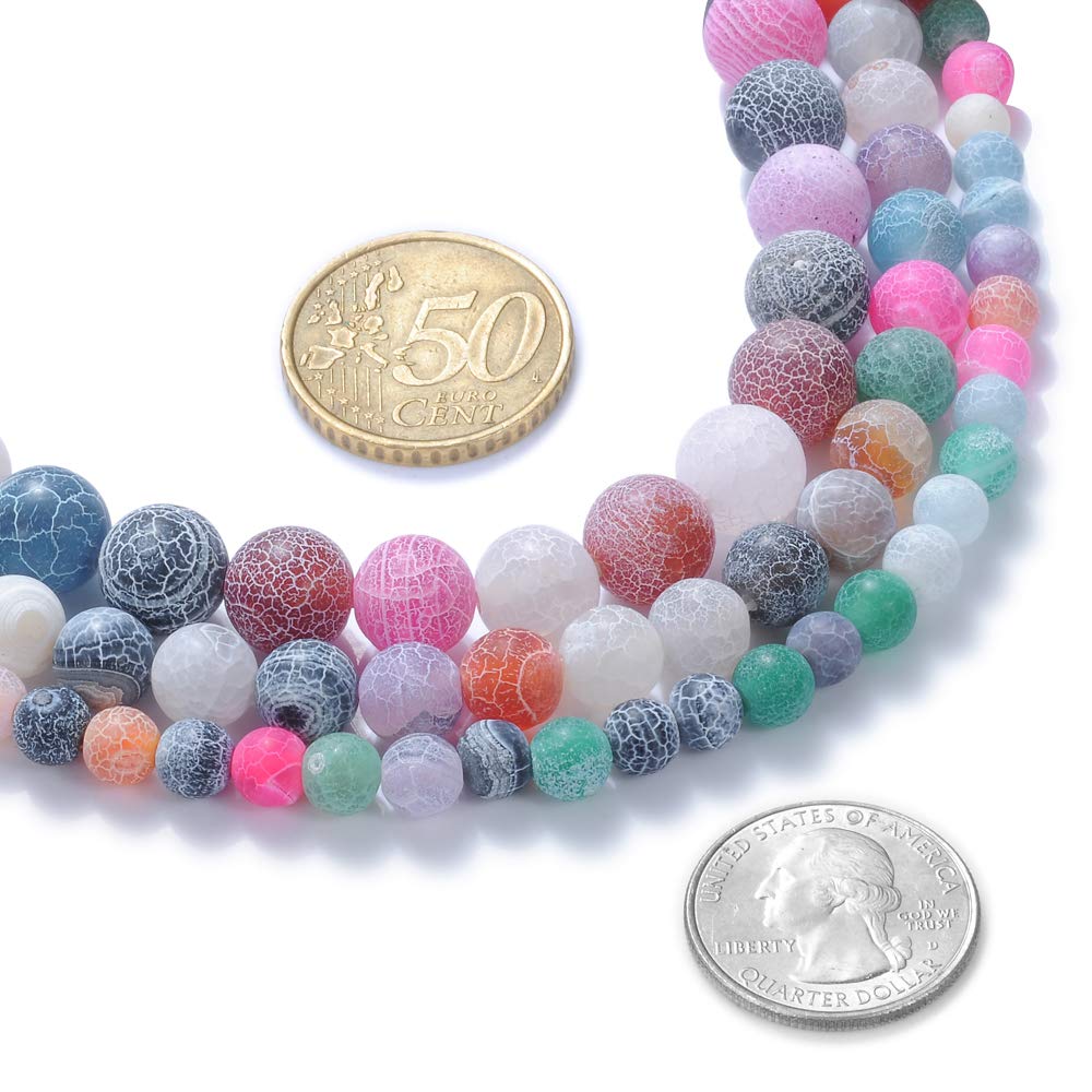 Natural Stone Beads 6mm Colorful Frosted Gemstone Round Loose Beads Crystal Energy Stone Healing Power for Jewelry Making DIY,1 Strand 15"