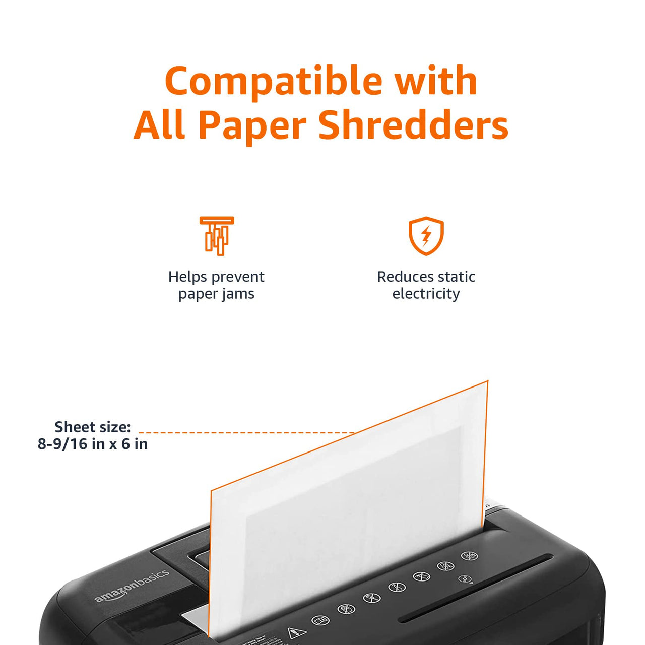 Basics Micro Cut Paper Shredder Sharpening & Lubricant Sheets, Pack of 24, White