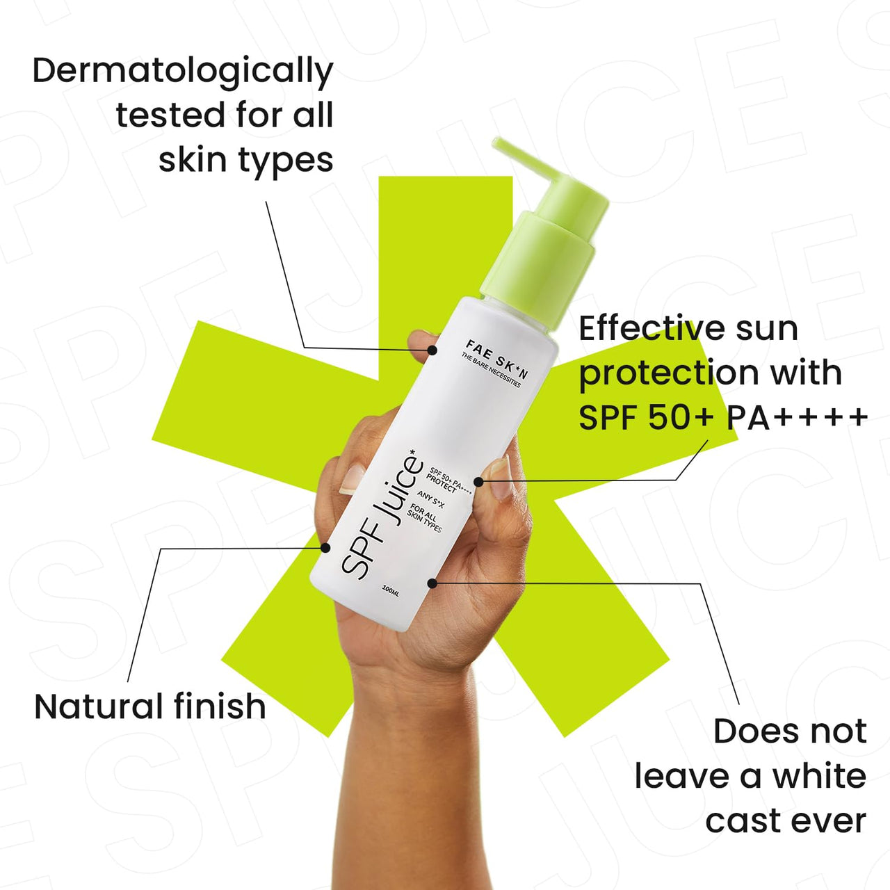 FAE Beauty SPF 50+ PA++++ Lightweight Sunscreen | For Oily, Dry, Combination, Normal & Acne-Prone Skin | Hybrid, Broad-spectrum | UVA & UVB Protection | No White Cast | Fragrance-free | 100ml