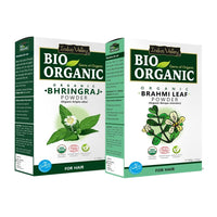 INDUS VALLEY Bio Organic Natural Brahmi Powder | Bacopa monnieri With Bhringraj Powder | Eclipta alba for Hair Care - (100g*2=200g)