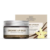 Juicy Chemistry Vanilla Bean Organic Lip Balm, 5 g | Enriched with Delicate, Dreamy, Vanilla Beans, Cocoa Butter, Jojoba & Argan Oil to Smooth and Soften Dry, Chapped & Sensitive Lips