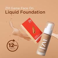 ZM Game Face on Liquid Foundation 12hour Long-lasting | Smudge-Proof | Transfer Proof | SPF 25 (Porcelain)
