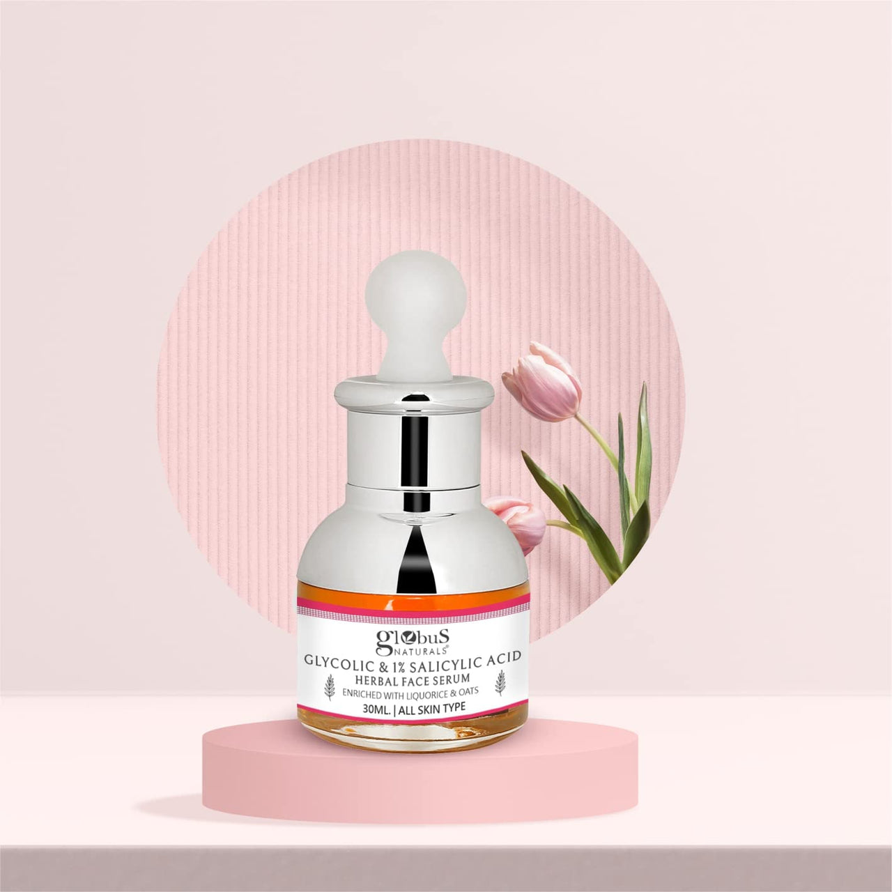 Globus Naturals Glycolic & 1% Salicylic Acid Anti Acne Face Serum, For Oily & Acne Prone Skin, Natural & Ayurvedic Formula, Chemical Free, Cruelty Free, 30 ml, Pack of 5