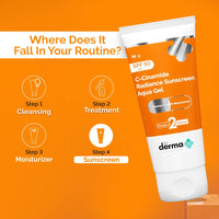 The Derma Co . C-Cinamide Sunscreen Aqua Gel Spf 50 Pa++++|Vitamin C & Niacinamide|No White Cast|Uva,Uvb Sun Protection|Blue Light Protection|Ultra Light Gel For All Glowing Skin- 80Gm,1 Count
