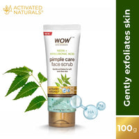WOW Skin Science Neem & Hyaluronic Acid Pimple Care Face Scrub | Anti-Bacterial | Unclogs Pores | Removes Impurities | Improves Skin Elasticity | Hydrates Skin | 100gms