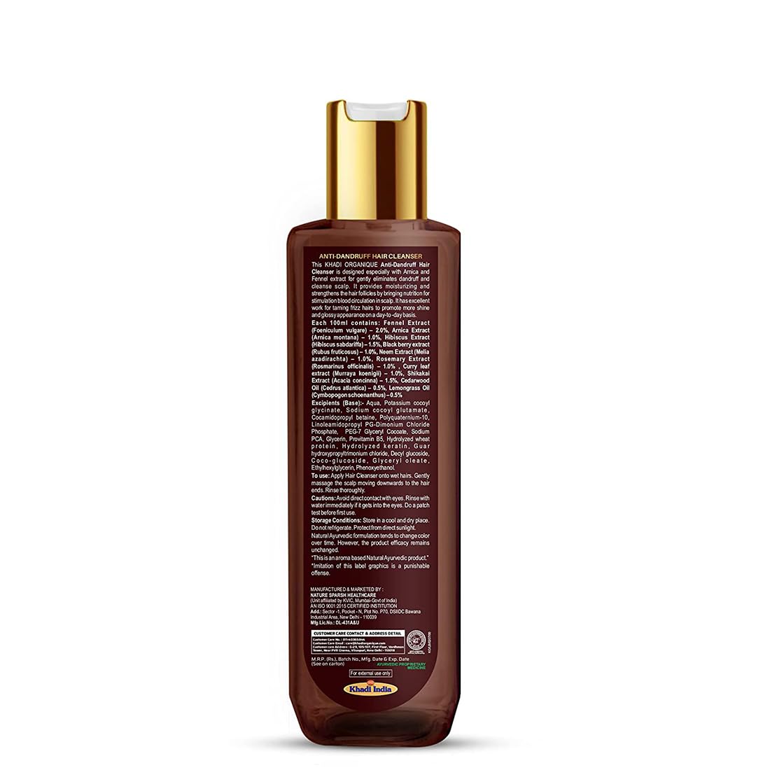 Khadi Organique Anti Dandruff Shampoo with Neem, Hibiscus & Rosemary Extract | Reduces Dandruff, Soothes Scalp & Nourishes Hair | Suitable for Women & Men - 200ml
